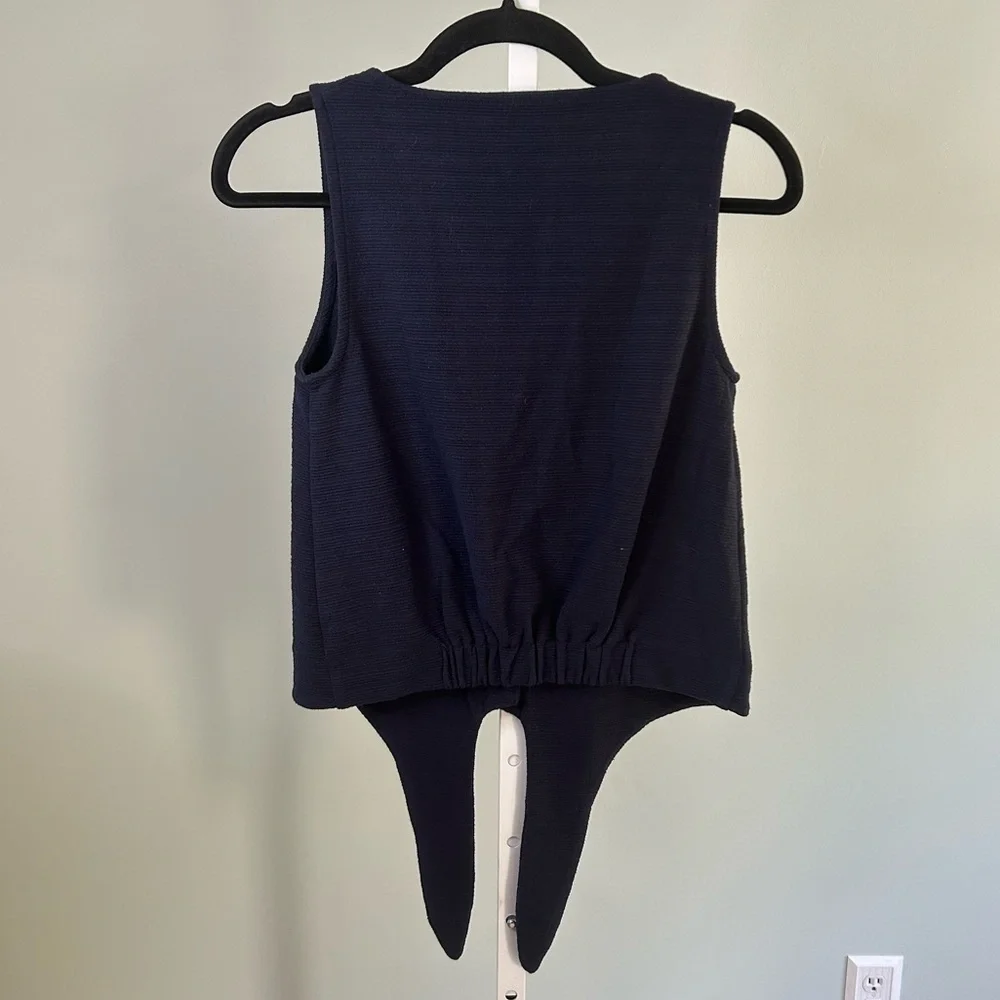 J. Crew Navy Blue Ribbed Button Down Tie Front Tank